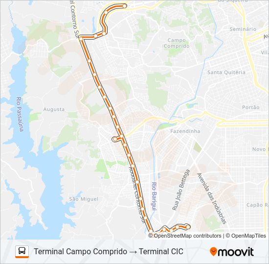 Mapa da linha 826 CAMPO COMPRIDO / CIC de ônibus