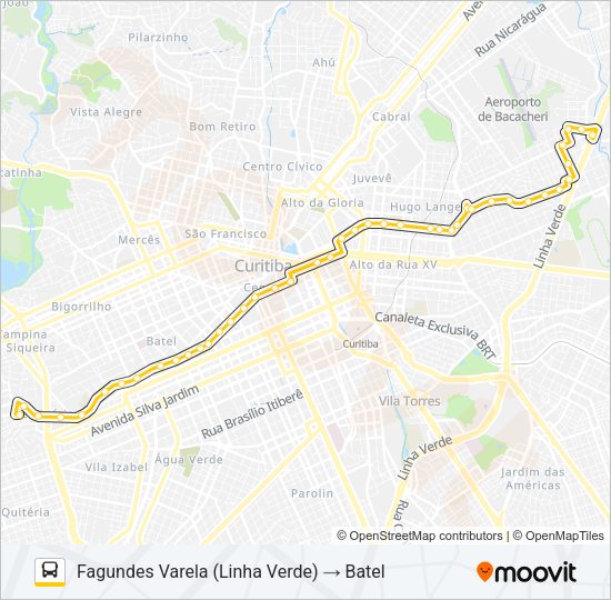 Mapa da linha 365 JARDIM SOCIAL / BATEL de ônibus