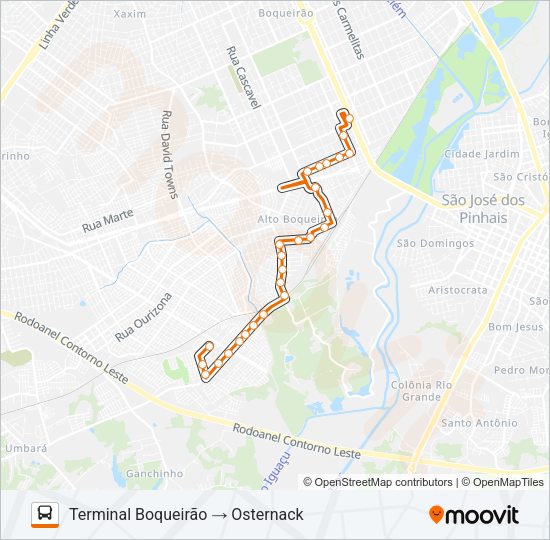 Mapa da linha 535 OSTERNACK / BOQUEIRÃO de ônibus