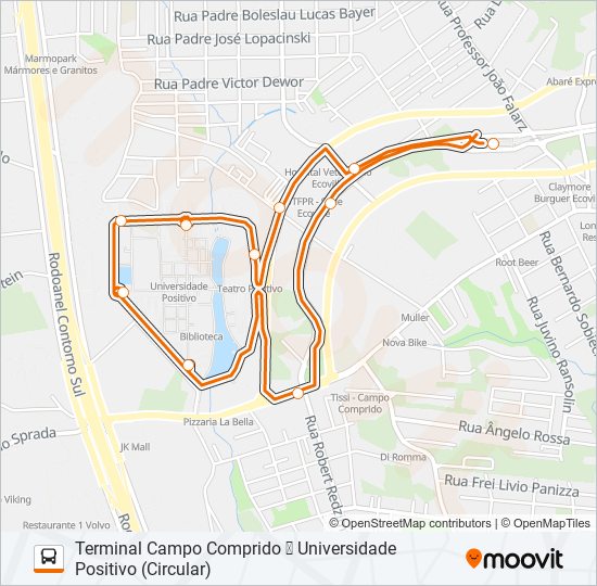 Mapa de 829 UNIVERSIDADE POSITIVO de autobús