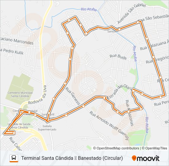 Mapa da linha 231 BANESTADO / CALIFÓRNIA de ônibus