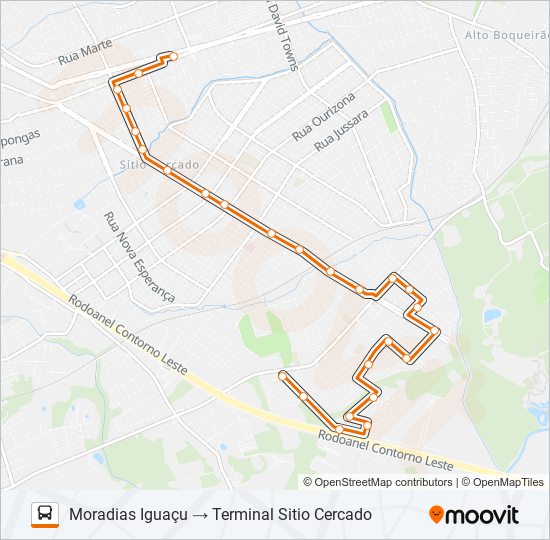 Mapa de 553 MORADIAS PARQUE IGUAÇU de autobús