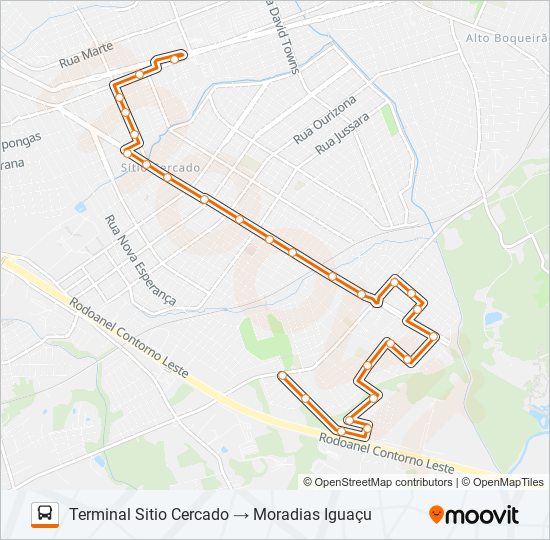 Mapa da linha 553 MORADIAS PARQUE IGUAÇU de ônibus