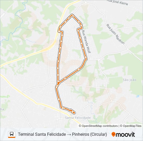 Mapa da linha 958 PINHEIROS / JOSÉ CULPI de ônibus