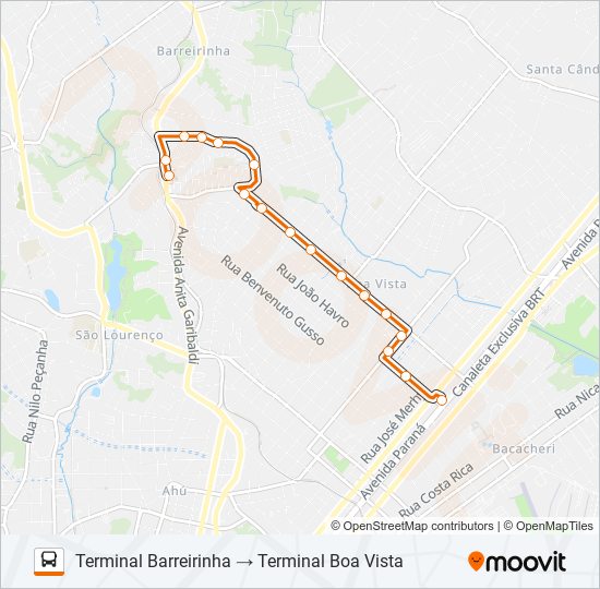 Mapa da linha 225 BOA VISTA / BARREIRINHA de ônibus