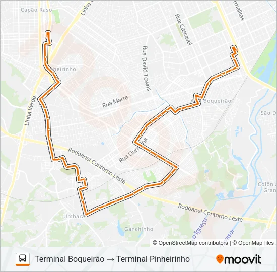 528 BOQUEIRÃO / PINHEIRINHO Bus Line Map