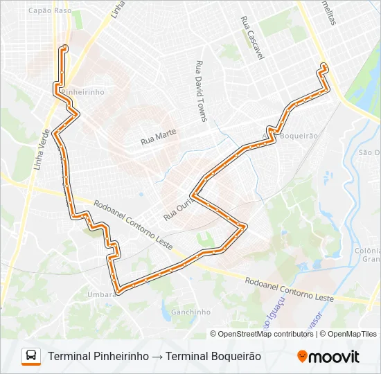 528 BOQUEIRÃO / PINHEIRINHO Bus Line Map