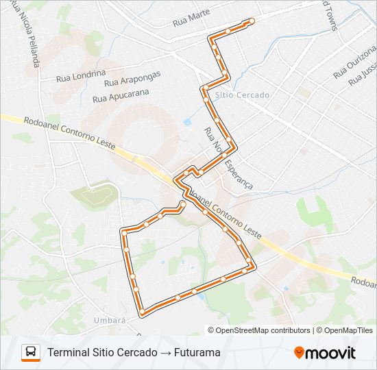 Mapa da linha 683 FUTURAMA / SÍTIO CERCADO de ônibus