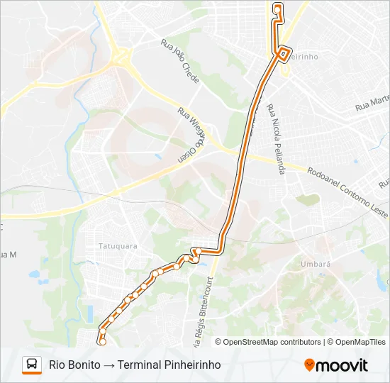 X38 RIO BONITO (SEMI-DIRETO) Bus Line Map