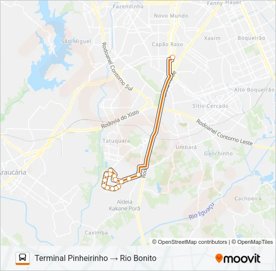 X38 RIO BONITO (SEMI-DIRETO) Bus Line Map