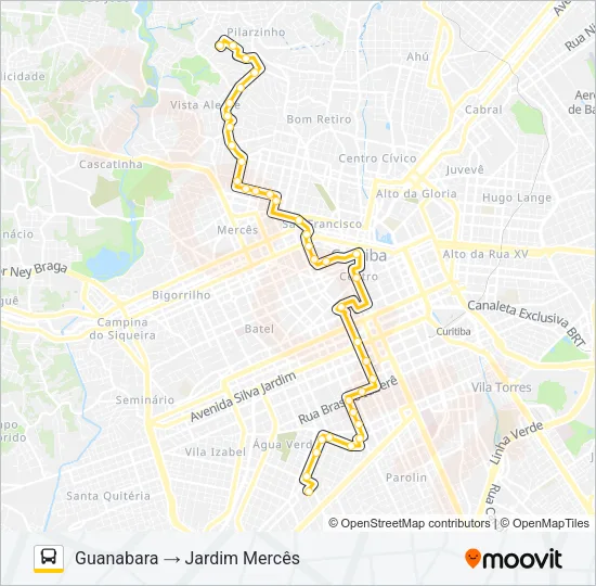 160 JARDIM MERCÊS / GUANABARA Bus Line Map