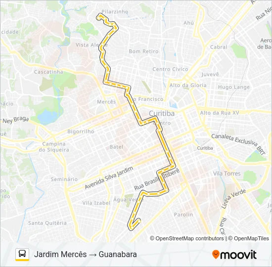 160 JARDIM MERCÊS / GUANABARA Bus Line Map