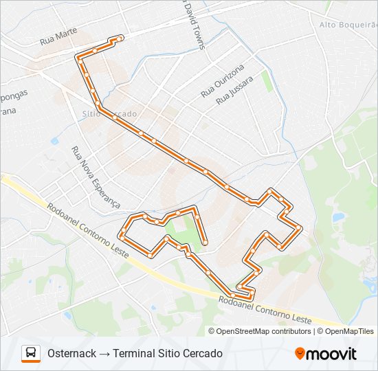 Mapa da linha 548 OSTERNACK / SÍTIO CERCADO de ônibus