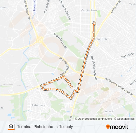 Mapa da linha 600 TEQUALY / QUARTEL GENERAL de ônibus