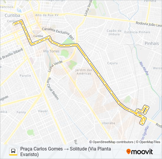 Mapa da linha 463 SOLITUDE / PLANTA EVARISTO de ônibus