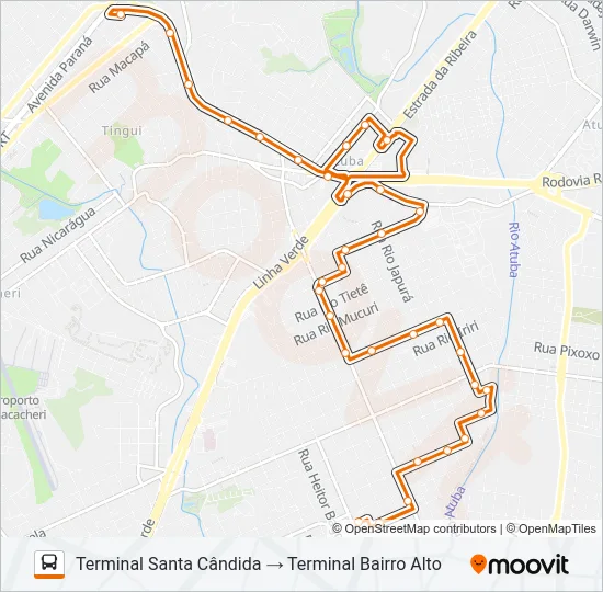 341 BAIRRO ALTO / SANTA CÂNDIDA Bus Line Map