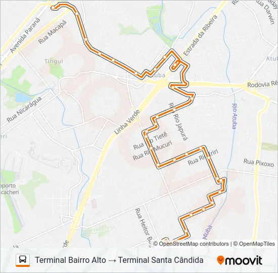 341 BAIRRO ALTO / SANTA CÂNDIDA Bus Line Map