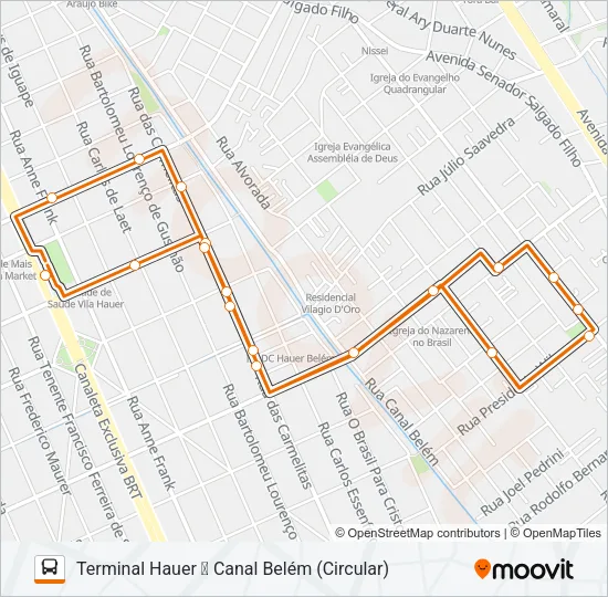516 CANAL BELÉM / SALGADO FILHO Bus Line Map
