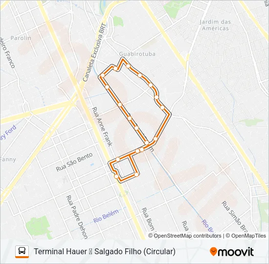 516 CANAL BELÉM / SALGADO FILHO Bus Line Map