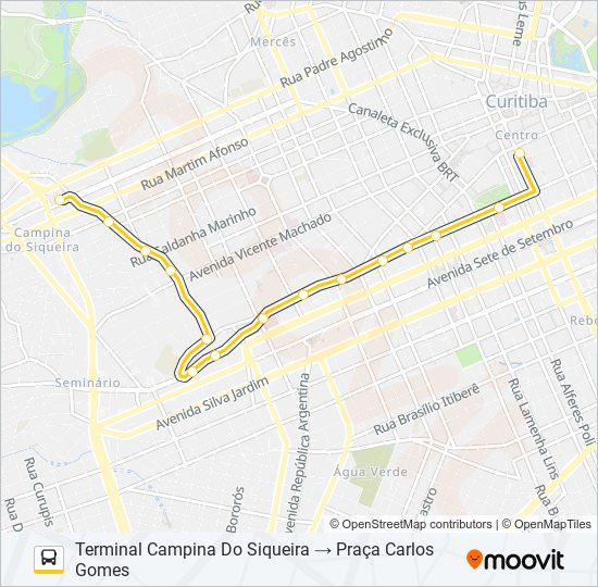 Mapa da linha 801 CAMPINA DO SIQUEIRA / BATEL de ônibus