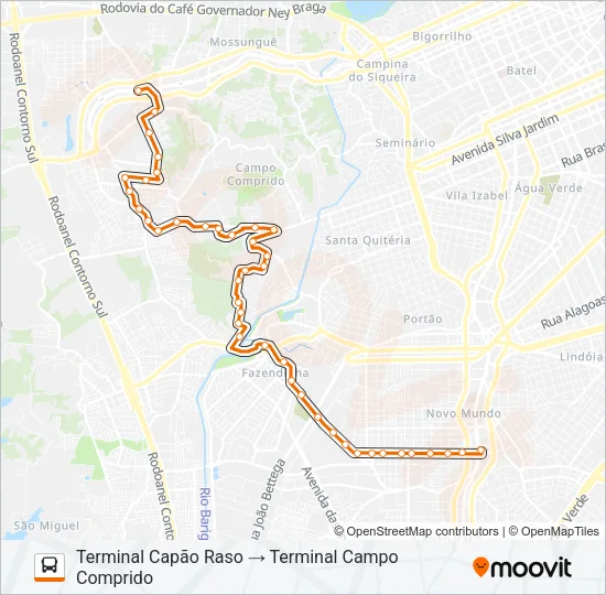 828 CAMPO COMPRIDO / CAPÃO RASO Bus Line Map