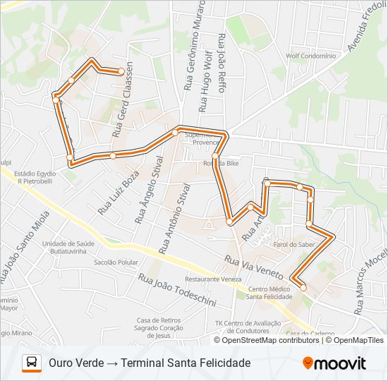 Mapa de 915 OURO VERDE (VIA VILA BÁDIA) de autobús