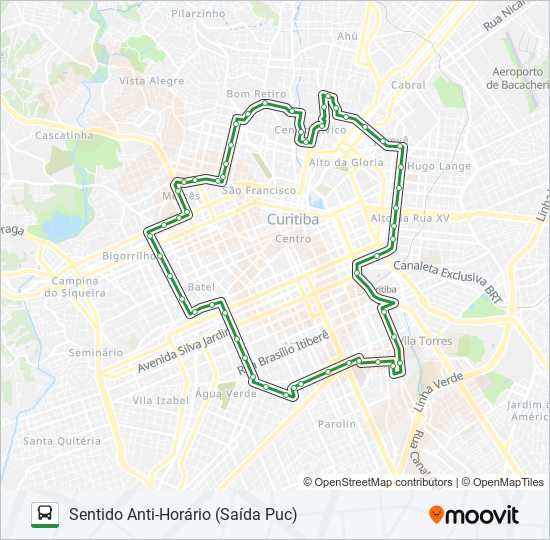 Mapa da linha 011 INTERBAIRROS I (ANTI-HORÁRIO) de ônibus
