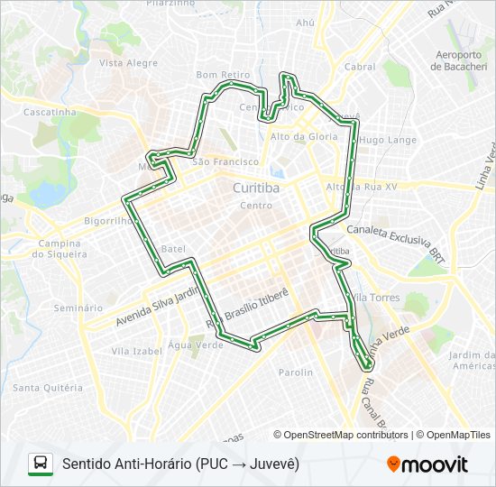 Mapa da linha 011 INTERBAIRROS I (ANTI-HORÁRIO) de ônibus