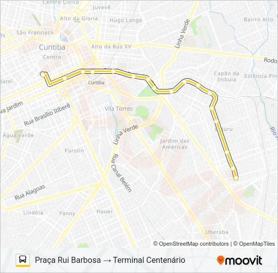 308 MAD. CENTENÁRIO / RUI BARBOSA Bus Line Map