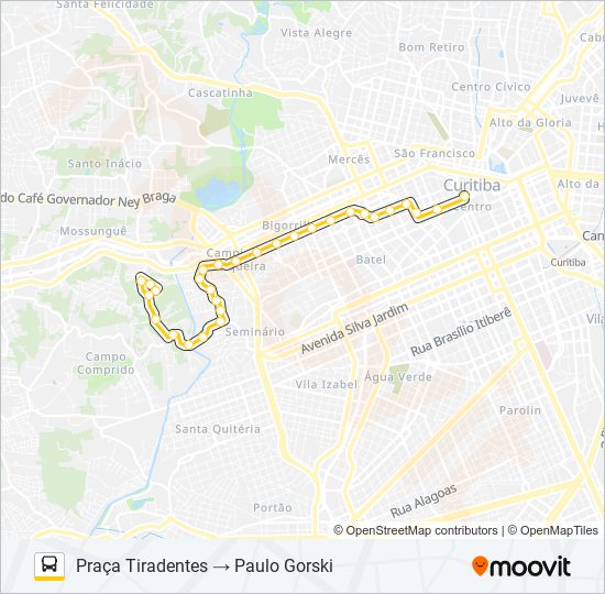 Mapa da linha 865 JARDIM ESPLANADA / PAULO GORSKI de ônibus