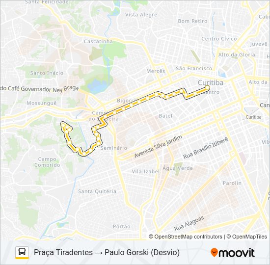 Mapa da linha 865 JARDIM ESPLANADA / PAULO GORSKI de ônibus