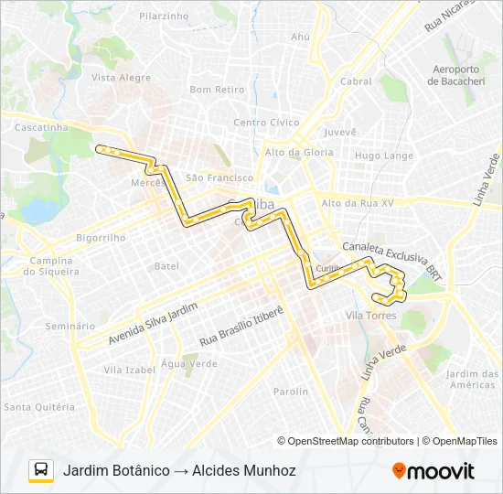 464 ALCIDES MUNHOZ / JARDIM BOTÂNICO Bus Line Map