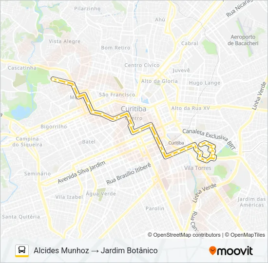 464 ALCIDES MUNHOZ / JARDIM BOTÂNICO Bus Line Map