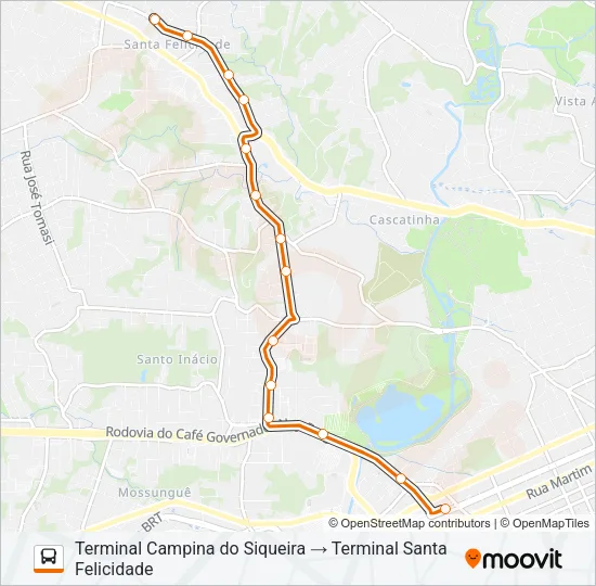 816 CAMPINA DO SIQUEIRA / SANTA FELICIDADE Bus Line Map
