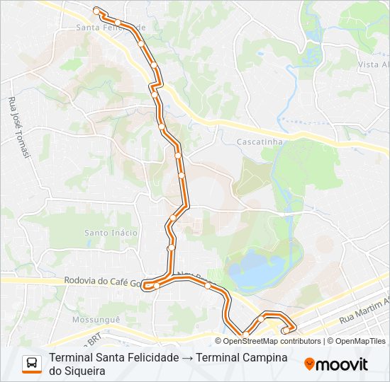 Mapa da linha 816 CAMPINA DO SIQUEIRA / SANTA FELICIDADE de ônibus