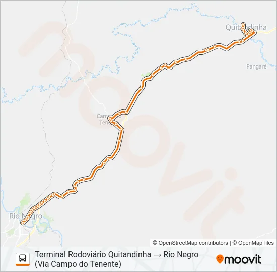 Y97 QUITANDINHA / RIO NEGRO (VIA CAMPO DO TENENTE) Bus Line Map