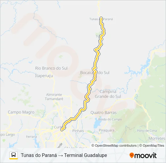 Y99 TUNAS DO PARANÁ / GUADALUPE Bus Line Map