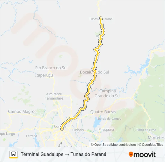 Y99 TUNAS DO PARANÁ / GUADALUPE Bus Line Map