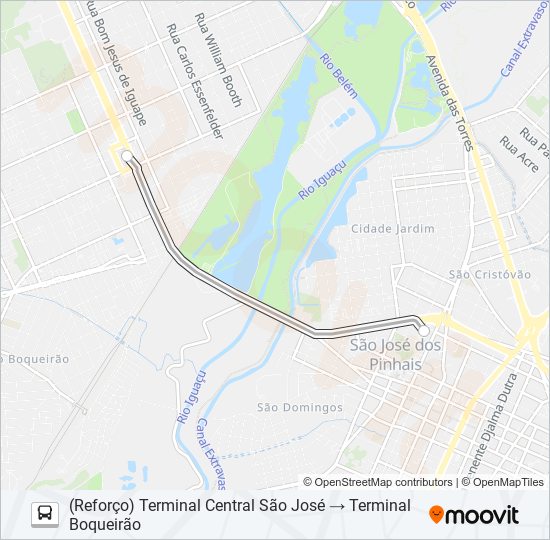 Mapa da linha 206 BARREIRINHA / SÃO JOSÉ de ônibus