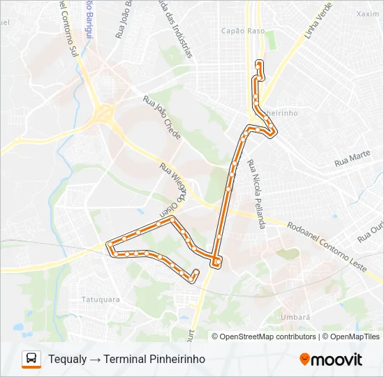 864 TEQUALY Bus Line Map
