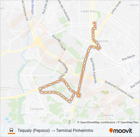 Mapa de 864 TEQUALY de autobús