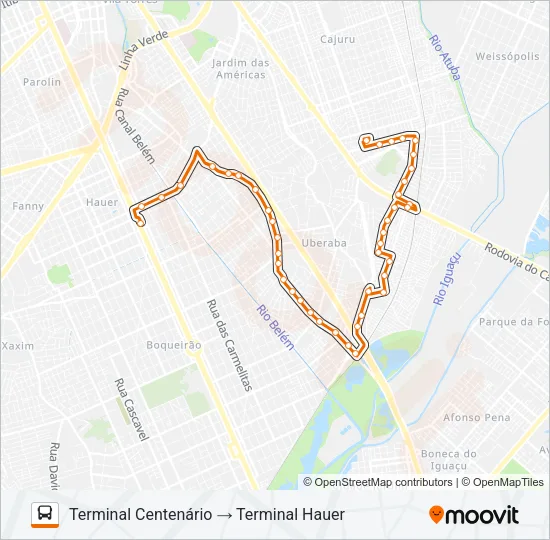 338 CENTENÁRIO / HAUER Bus Line Map