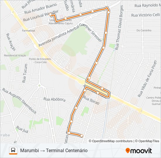 Mapa da linha 338 CENTENÁRIO / HAUER de ônibus