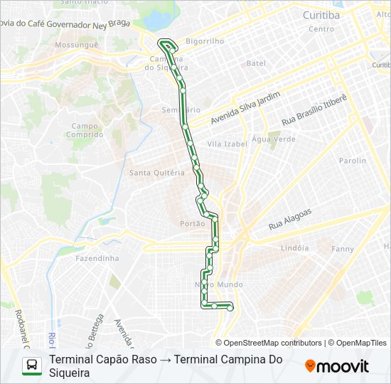 Mapa da linha 027  CAPÃO RASO / CAMPINA DO SIQUEIRA de ônibus