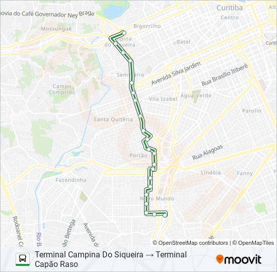 Mapa da linha 027  CAPÃO RASO / CAMPINA DO SIQUEIRA de ônibus