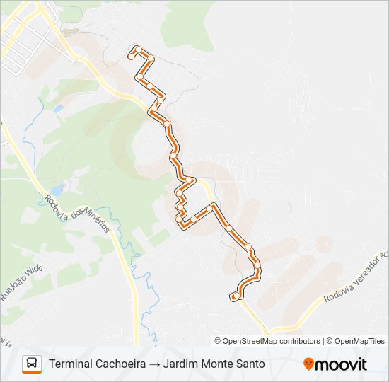 Mapa da linha A12 MONTE SANTO (VIA SÃO JORGE) de ônibus