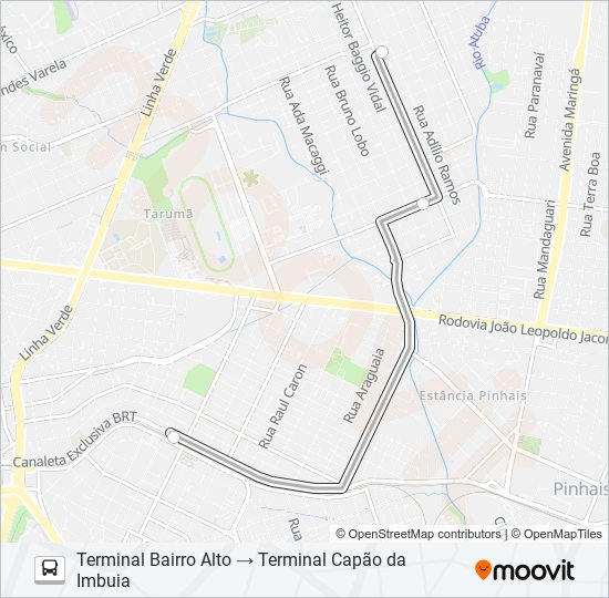 X45 BAIRRO ALTO / CAPÃO DA IMBUIA bus Line Map