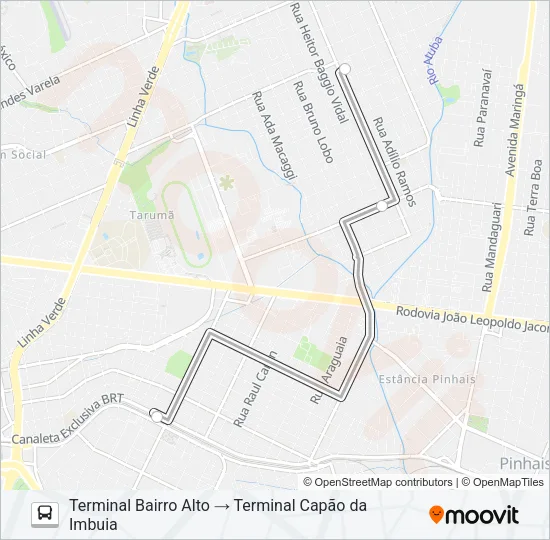 X45 BAIRRO ALTO / CAPÃO DA IMBUIA Bus Line Map