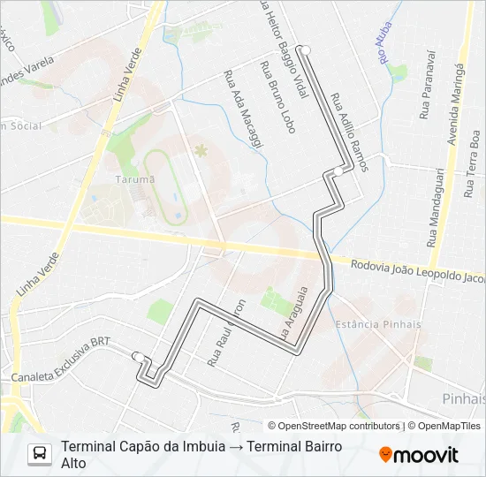 Mapa de X45 BAIRRO ALTO / CAPÃO DA IMBUIA de autobús