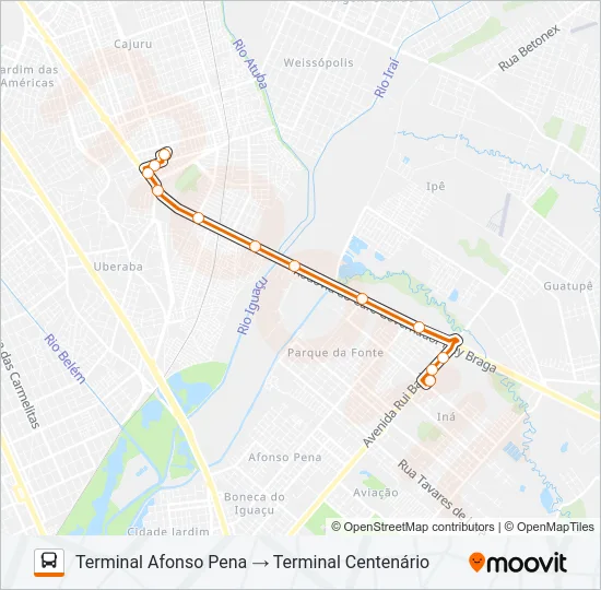 E12 AFONSO PENA / CENTENÁRIO Bus Line Map